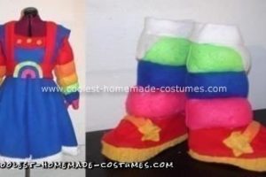 Impresionante disfraz de Halloween Rainbow Brite en casa