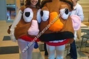 Lindo disfraz de Sr. y Sra. Potato Head hecho en casa