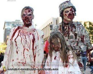 Disfraz casero de familia zombie
