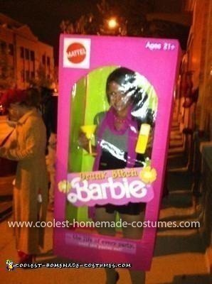 Disfraz de Barbie hecho en casa en una caja